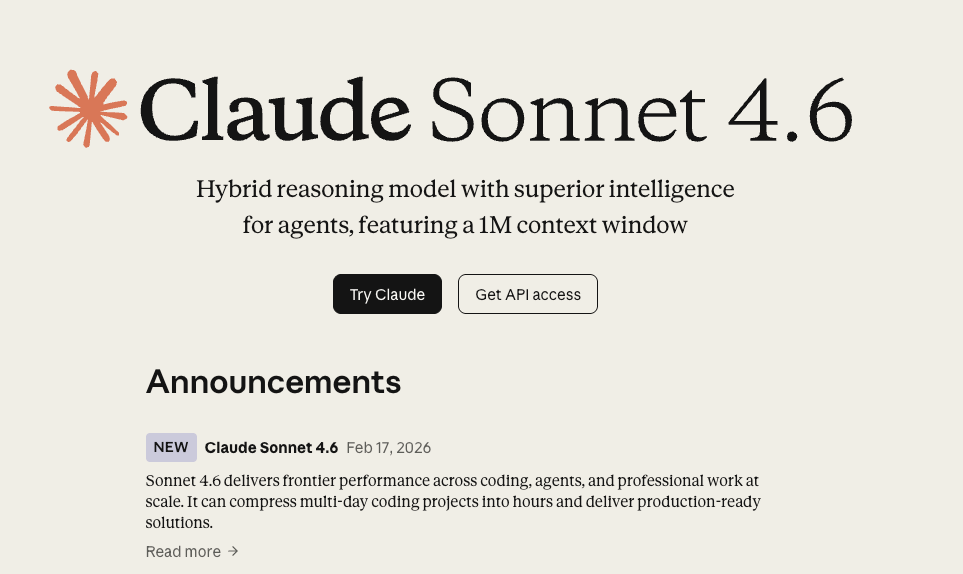Anthropic Claude Sonnet 4.6 announcement