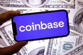 Coinbase headquarters and Federal Reserve building with crypto payment imagery