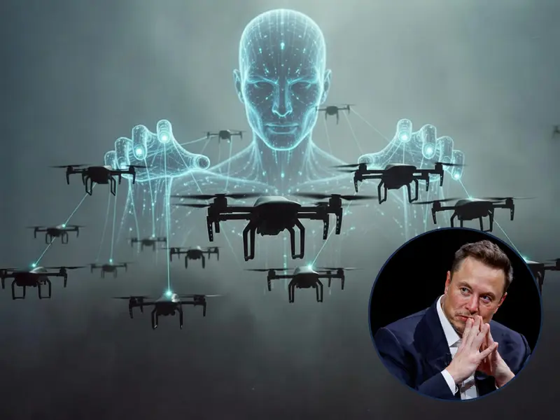 Drone swarm military AI technology concept