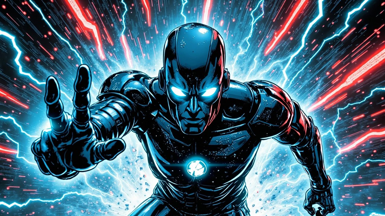 Google Gemini 3.5 Pro frontier AI model launch, illustrated in DC comic book style with neon code streams, glowing neural network patterns, and bold halftone shading.