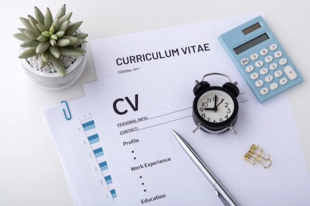 a CV on a table