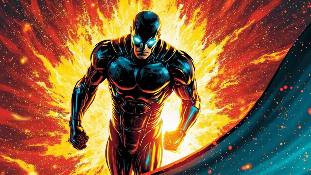 DC comic style illustration of a powerful AI robot emerging from data streams, representing Anthropic's Claude models freed from export controls
