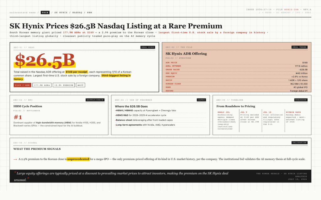 SK Hynix $26.5B Nasdaq ADR listing infographic