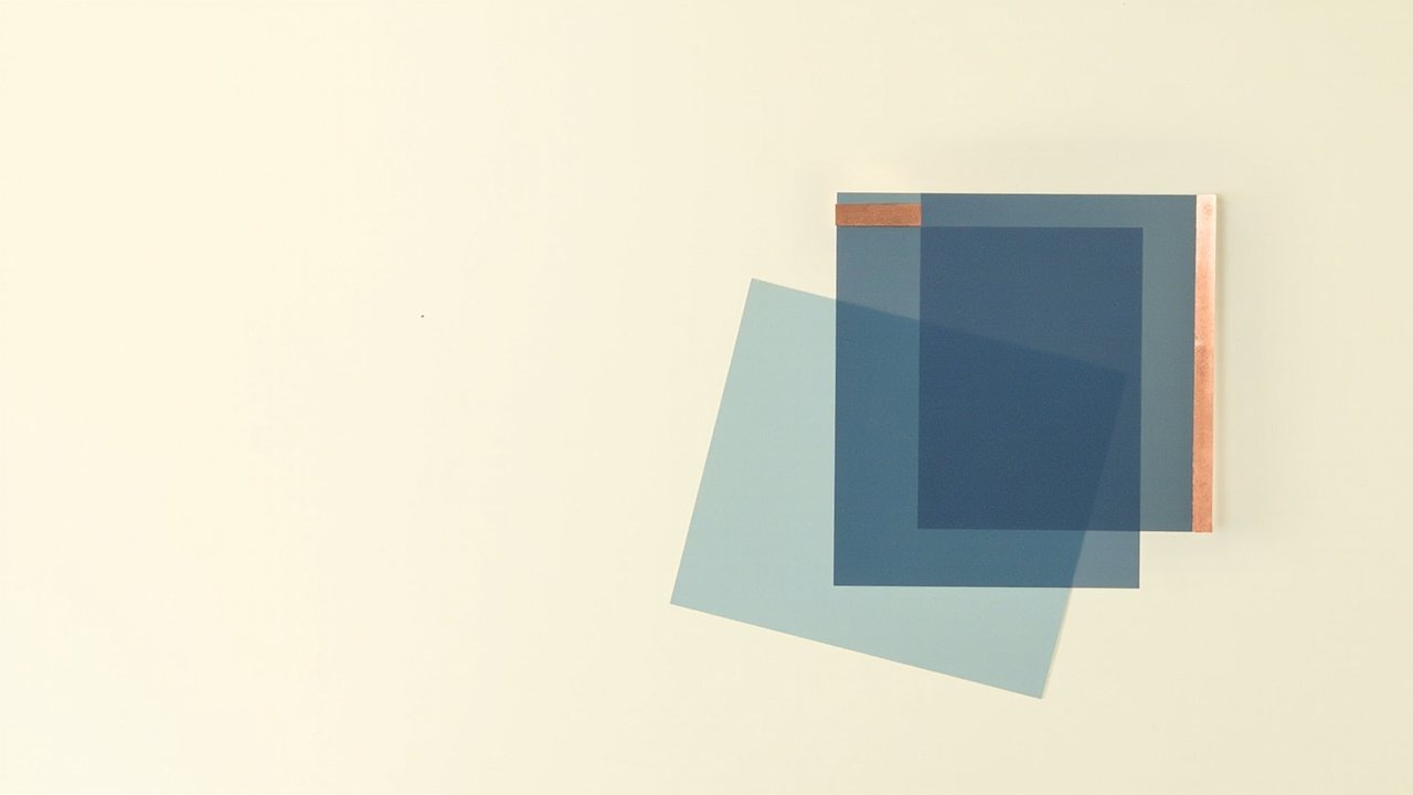 Abstract layered geometric composition representing Alphabet's AI organizational split into research and engineering layers