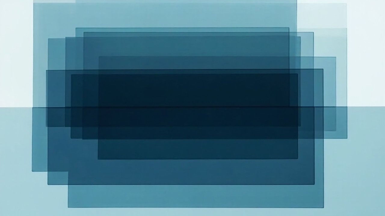 Abstract stacked rectangular slabs in deep navy and slate gray