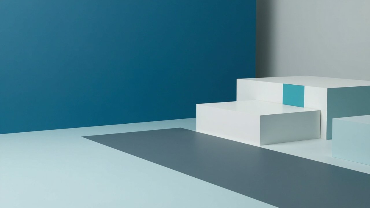 Abstract minimal composition of stacked horizontal bars in deep blue, slate gray, and teal representing AI venture funding concentration.
