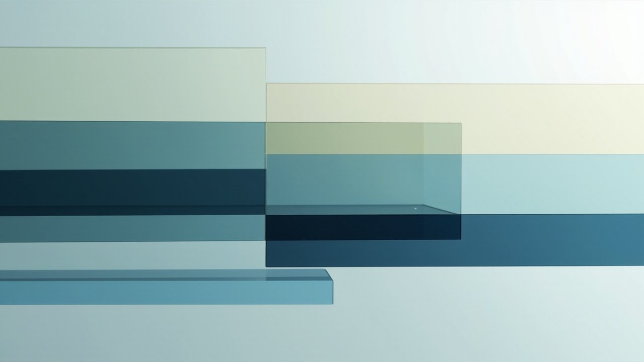 Parallel translucent blue and gold slabs representing staged central-bank stablecoin rollout phases