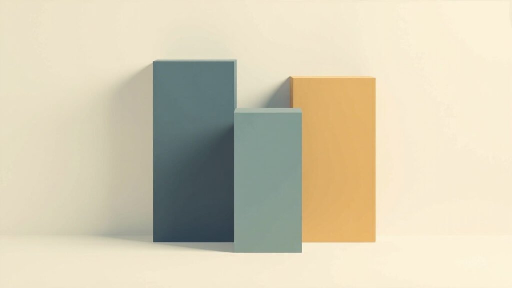 Three vertical translucent columns in muted institutional colors on cream background representing EU sanctions architecture