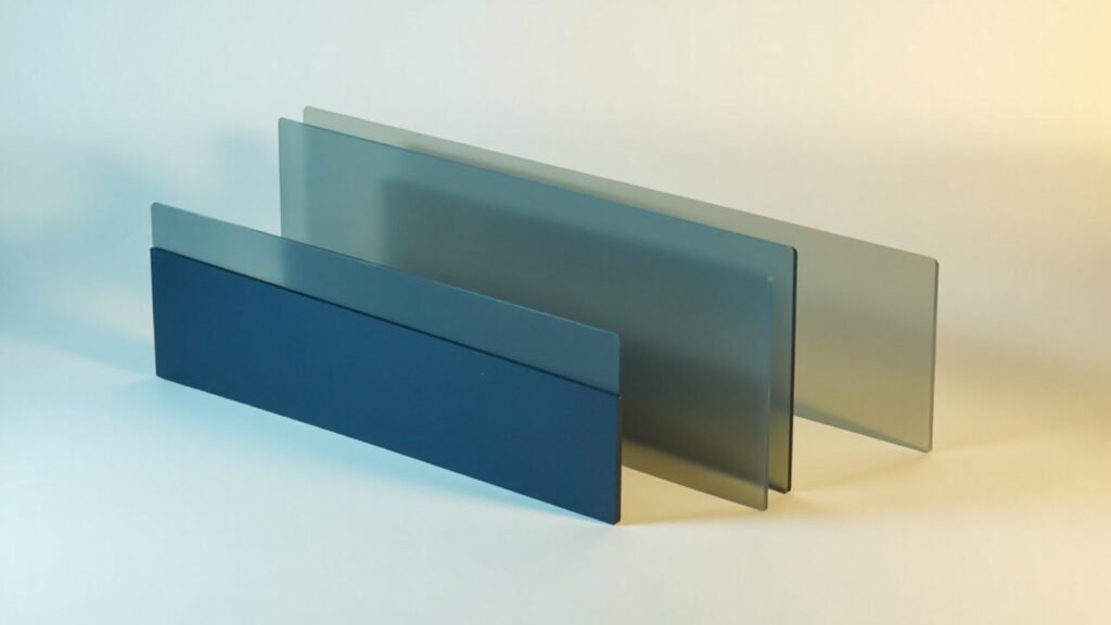 Parallel translucent blue and cream slabs representing staged creditor distributions