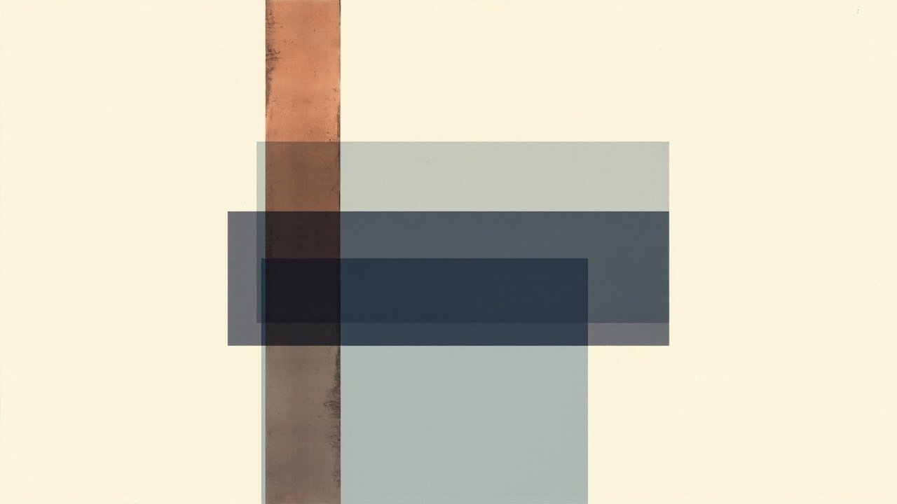 Abstract layered geometric composition representing XRP bridging from native ledger to Ethereum collateral vault