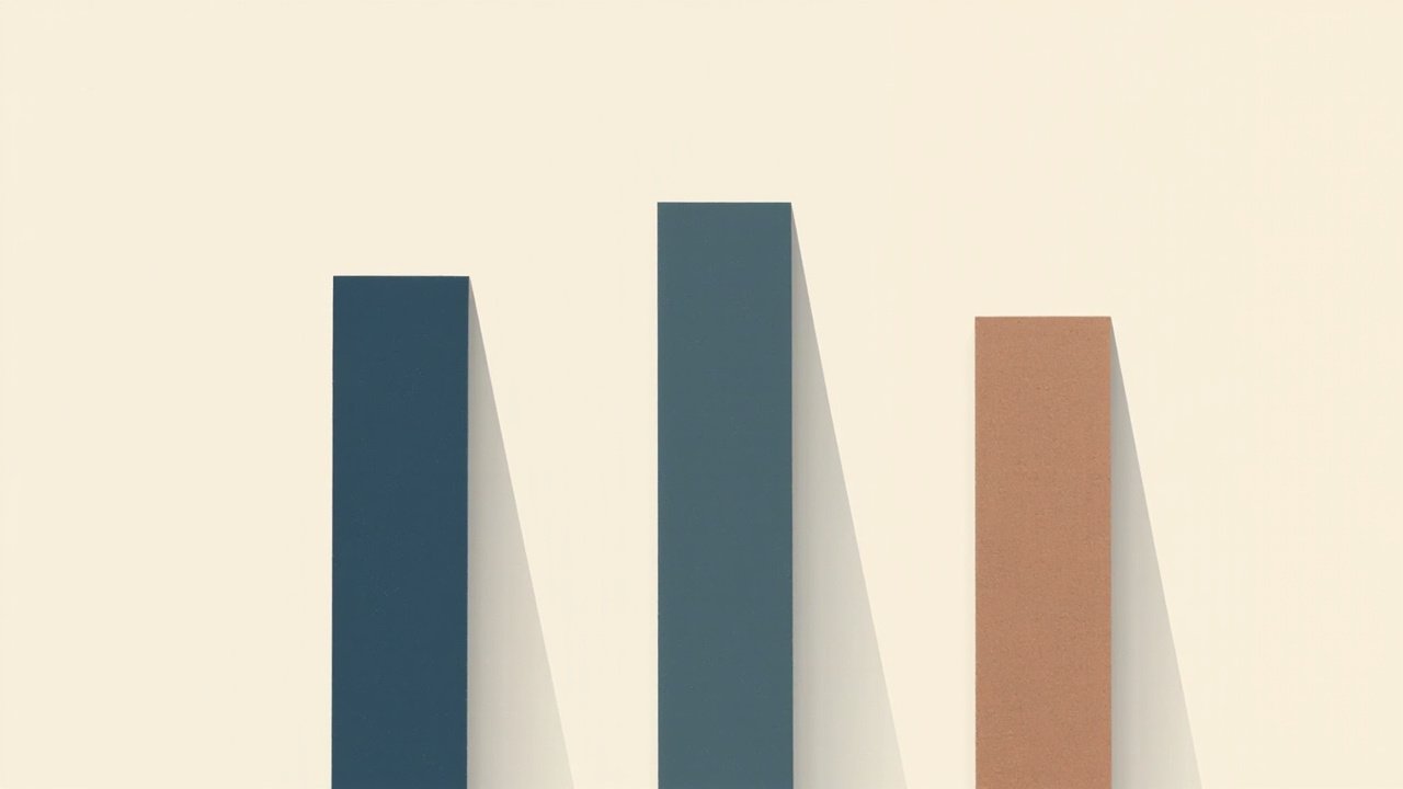 Three parallel blank rectangular pillars in navy, slate and muted copper representing Terafab's plan