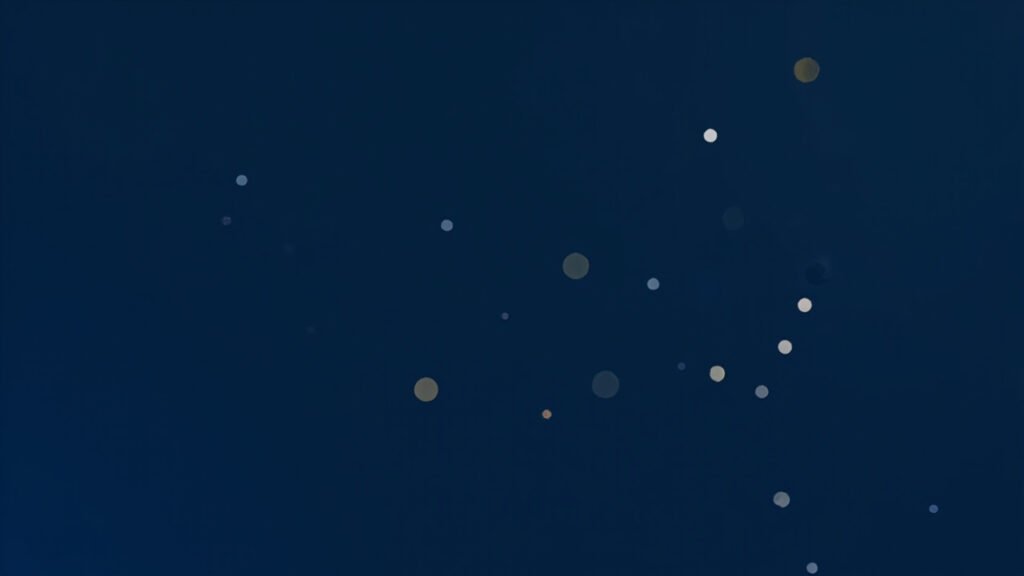 Abstract editorial image with small muted gold dots and one warm accent dot on a deep navy blue background, illustrating Bitcoin price 76000 ETF inflows.
