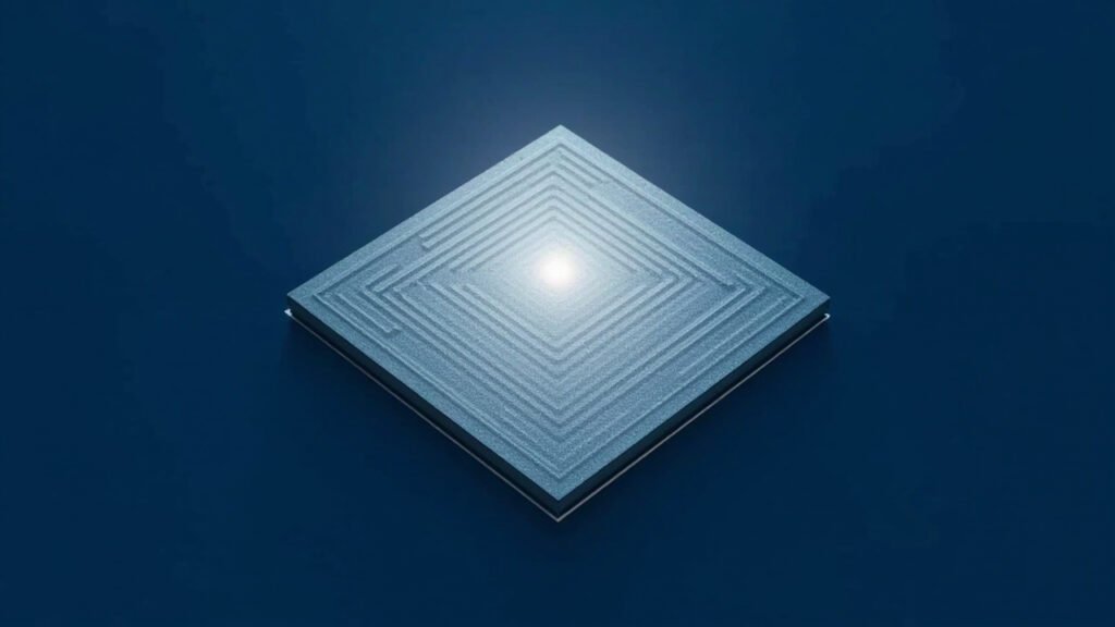A close-up view of silicon interposers with stacked HBM memory modules at a TSMC advanced packaging cleanroom.
