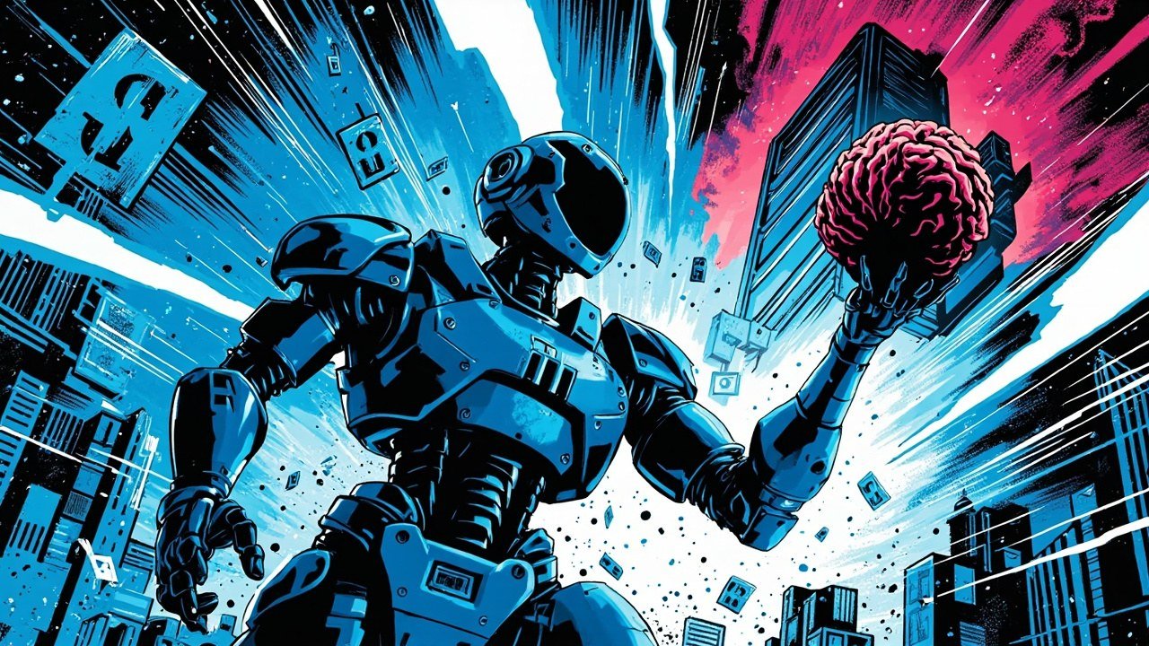 Comic book cover for ai article