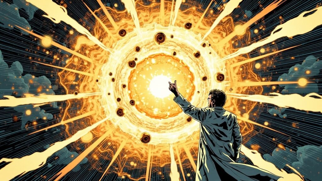Comic book cover illustration: Eleven Tech Firms Pledge $2.4B in AI Compute to Trump Genesis Mission