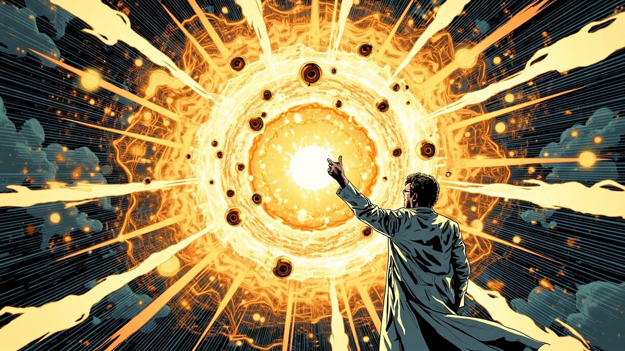 Comic book cover illustration: Eleven Tech Firms Pledge $2.4B in AI Compute to Trump Genesis Mission