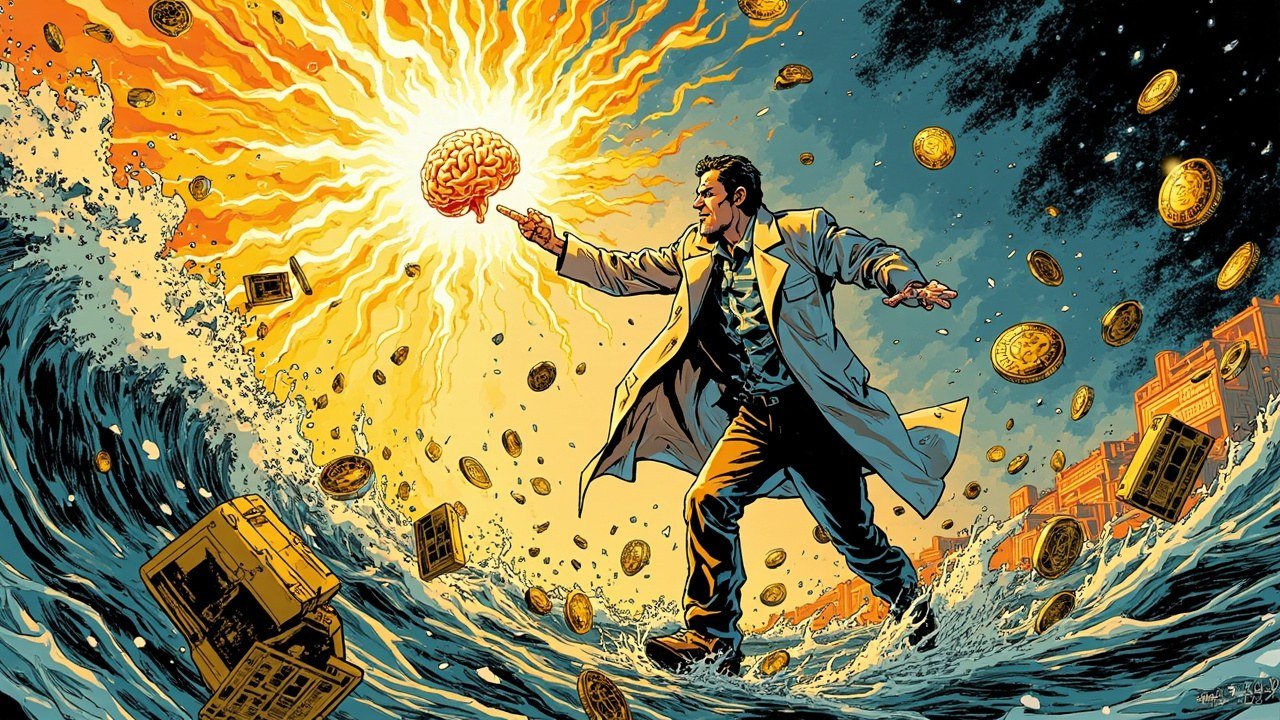 Comic book cover illustration: OpenAI Annualized Revenue Forecast Slashed by $20B, Nasdaq Falls on AI Capex Jitters