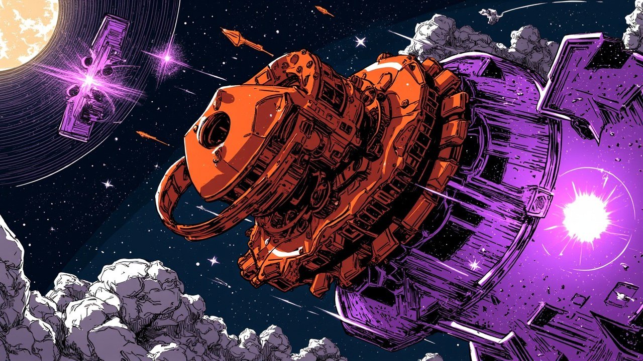Comic book cover illustration for CoinCustard TECH article: HyperOS 4 Stable Rust core rollout China brings memory-safe overhaul to Xiaomi devices